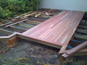 New timber deck Pelican Waters - during